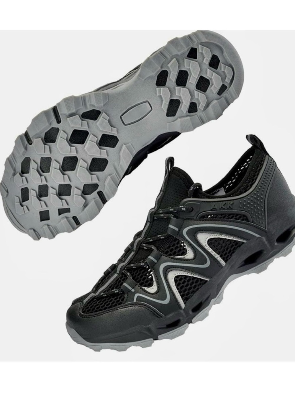 Barefoot Black and Gray Mesh Athletic Trail Shoes